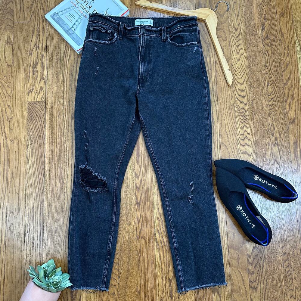 Abercrombie & Fitch Black Distressed The Skinny High Rise Jeans